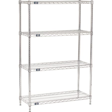 Nexel 4 Shelf, Chrome Wire Shelving Unit, Starter, 36inW x 14inD x 54inH 188204